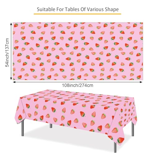 Strawberry Party Tablecloths - 2 Pack Disposable 54x108