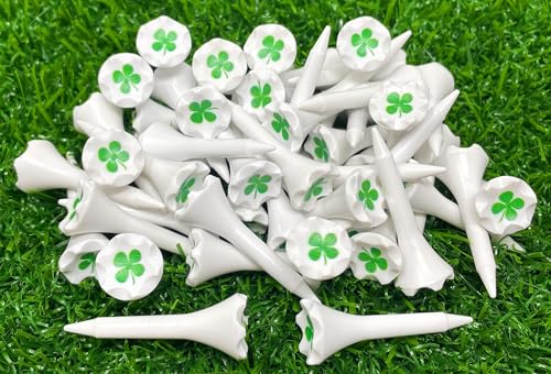 NorthPointe 1 ½” Plastic Golf Tees - Short Tees for Irons, Hybrids, Par Threes - Pack of 50 (Shamrock Variation)