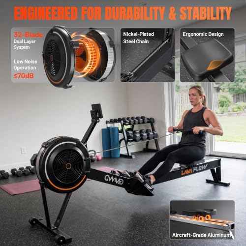 Air Rowing Machine with 10 Adjustable Resistance Levels & Monitor