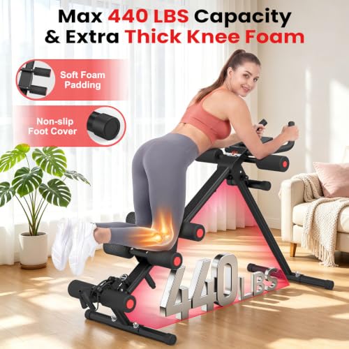 Adjustable Ab Workout Machine - 5-in-1 Home Gym Equipment - Black