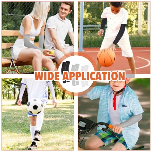Kids' Arm Sleeves - Breathable Elastic Ice Sleeves for Sports - Black, White & Gray