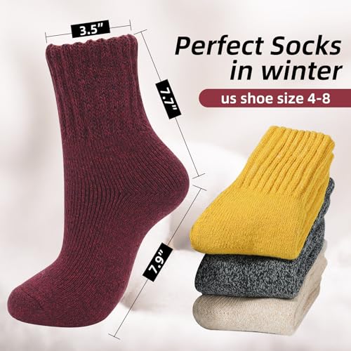 Cozy Warm Wool Crew Socks for Women - Thick Boot Socks - Burgundy