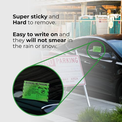 100 Pack Hard to Remove No Parking Stickers - 5x8 Warning Labels