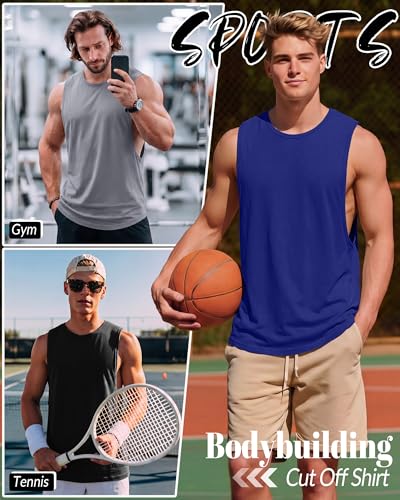 Ficerd 3-Pack Men’s Big & Tall Tank Tops – Soft Cotton-Poly Blend, Loose Fit