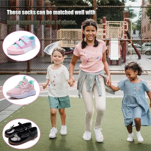 Black Girls Socks 12 Pairs Kids Ankle Athletic Cotton Sports Low Cut Shoes (Ages 10-14)