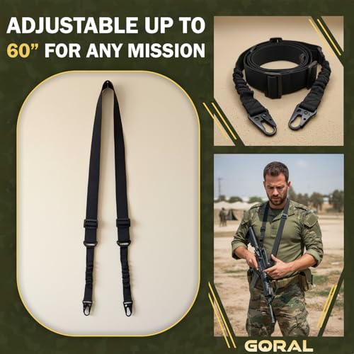 Adjustable Two-Point Rifle Sling Strap with Metal Hook