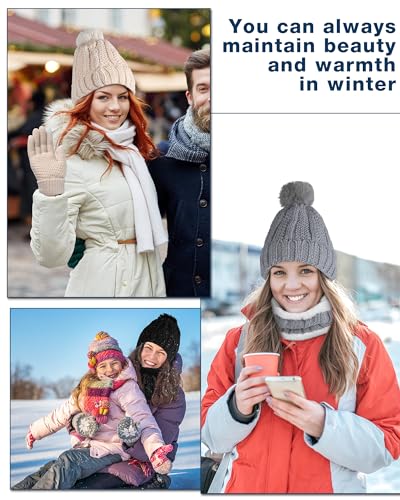 Suhine 18-Piece Winter Hat Scarf Gloves Set Women Warm Knit Beanie Touchscreen Gloves