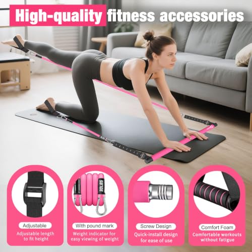 Pilates Bar Kit with Stackable Resistance Bands for Full Body Workout