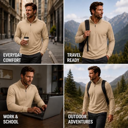 Spyder Mens Quarter Zip Sand French Terry Sweatshirt XL