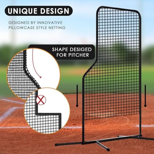 Baseball Pitching Screen - Portable 7'x5' L Shape Safety Net