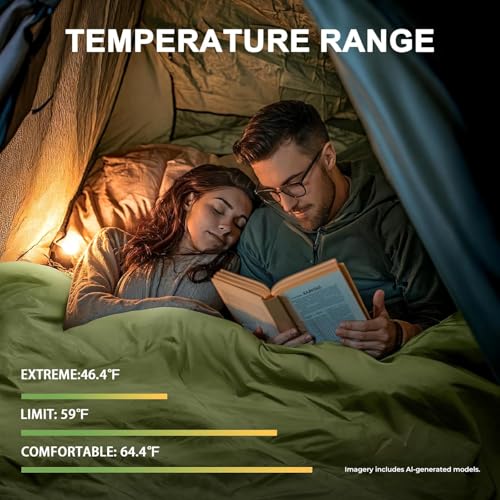 TANSTRIDER Green Ultralight Waterproof Sleeping Bag - Compact for Camping & Hiking