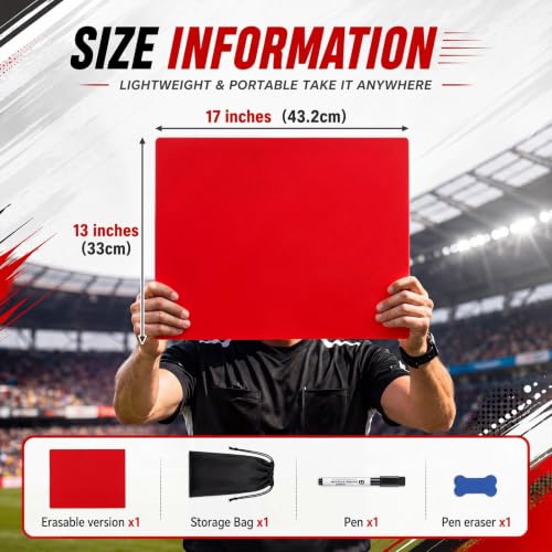 Jumbo Referee Card Set - 17x13 Inch Dry Erase with Marker & Bag