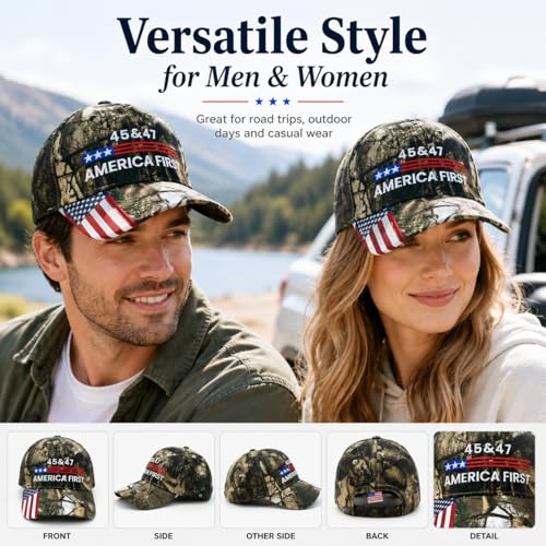 Patriotic Camo Baseball Cap - Adjustable American Flag Hat