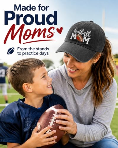Wodeal Black Football Mom Hat with Gift Box for Women, Embroidered Baseball Cap