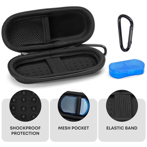 KardiaMobile EKG Monitor Case - Hard Travel Case with Pill Box & Carabiner Clip - Black