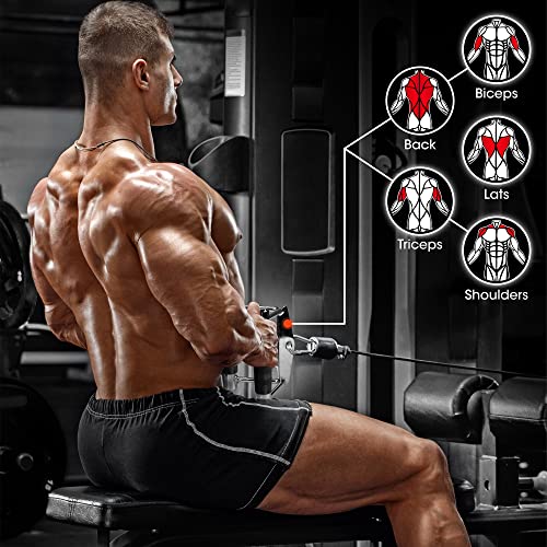 Cable Machine Attachments Set - Double D Handle & Tricep Rope