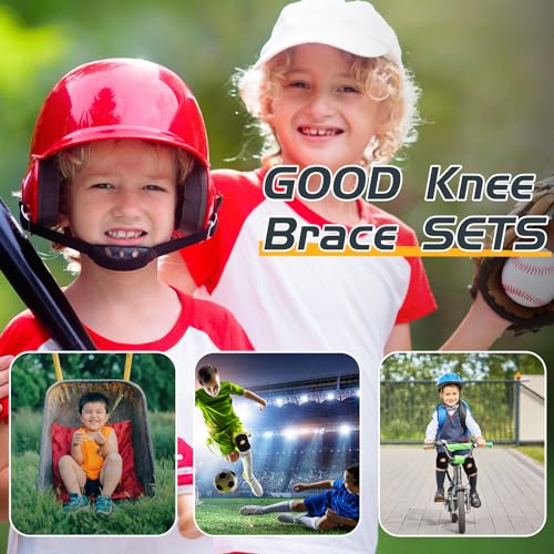 Relaxgiant Kids Knee Brace Set Black Medium - Injury Prevention & Support