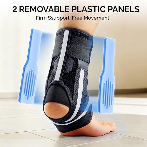 FEATOL Ankle Brace for Sprained Ankle, Adjustable & Comfortable Lace Up Support Stabilizer for Women Men with 2 Removable Side Splints, Protection for Sports, Running & Recovery X-Large(14.2''-15.5'')