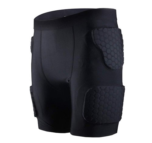 Topeter Men’s Snowboard Butt Pads Short Pants Padded Basketball Compression Tights Baseball Padded Shorts But Pads Black L