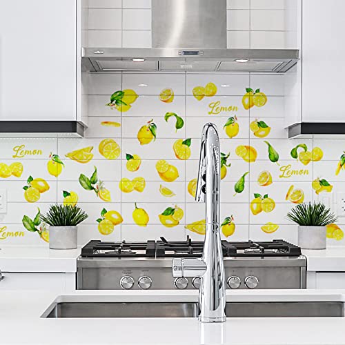 Lemon Wall Decals Fruit Wall Stickers Peel and Stick Wall Decor for Living Room Bedroom Fruit Print Wall Art for Kitchen Office (44 Pieces£©