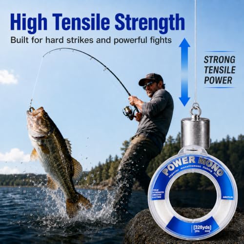 Clear Monofilament Fishing Line 8lb 328yd - Low Memory Nylon Wire