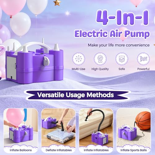 4-in-1 Electric Balloon Pump with Triple Nozzles for All Balloons