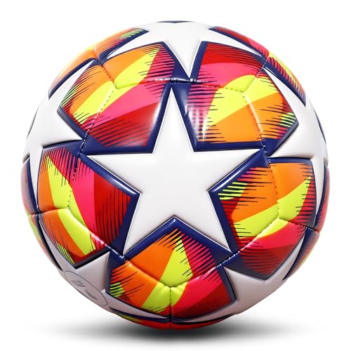 Champhox Size 4 Orange Soccer Ball for Kids & Teens - Durable & Soft