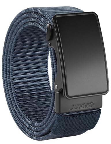 JUKMO Men's 1.5" Nylon Ratchet Belt for Jeans, Blue, Medium (Waist 36-42), Length 49"