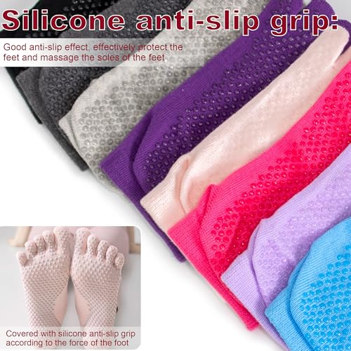Non-Slip Pilates & Yoga Socks with Grips - Closed Toe Blue