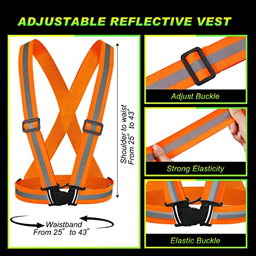 Hercicy 20 Pcs Reflective Vest High Visibility Safety Vests, Adjustable Bright Neon Lightweight Strap Gear (Green,Orange)