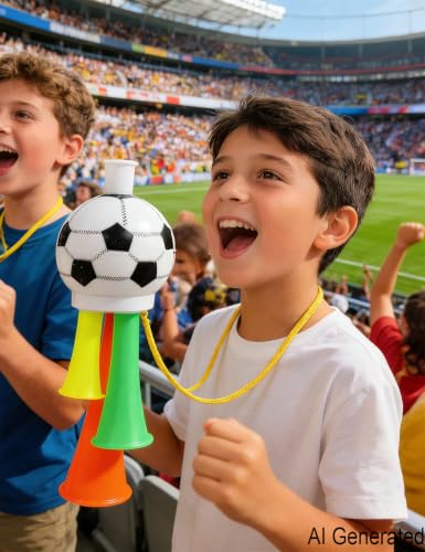 Soccer Fan Vuvuzela Horn with Lanyard - Pack of 10 Noisemakers