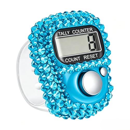 Digital Finger Tally Counter - Resettable Handheld Clicker - Blue