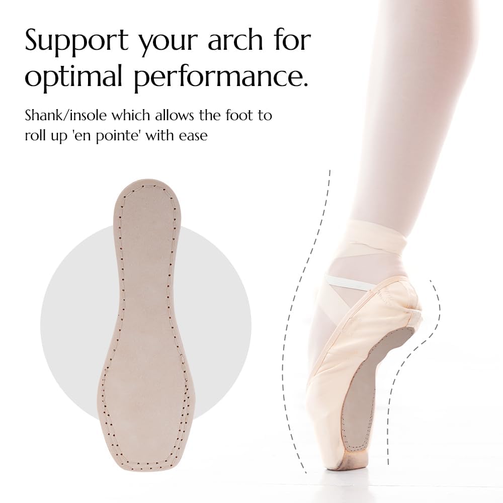 DoGeek Satin Pointe Shoes for Girls Kids Ribbon Ballet Pointe Shoes with Toe Pads for School or Home (Pink, Little Kid, Women, Numeric, US Footwear Size System, Medium)