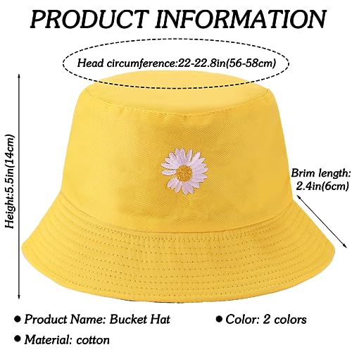 Zkptops Sun Hat for Women - Cotton Bucket Hat, Reversible Black Yellow, Beach Travel