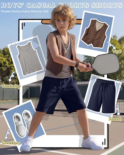 Boys' Athletic Knee Length Shorts - Summer Casual Wear