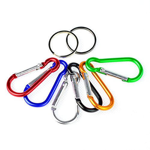 30pcs Multicolor Carabiner Clips with Keyrings - Lightweight D-Ring Hooks