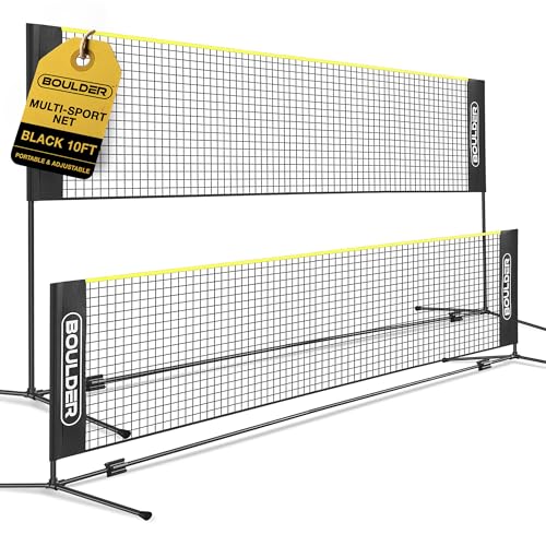 Portable Badminton Pickleball Net - 10ft Black, Adjustable Height