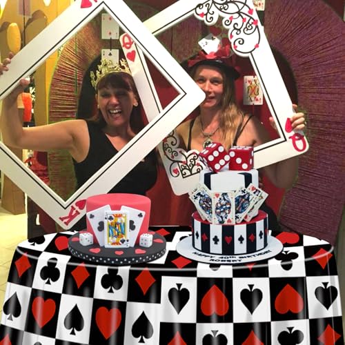 3-Piece Casino Tablecloth Set - Round Poker Table Covers, 84 x 84 Inch