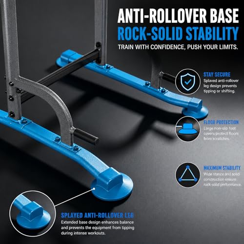 Adjustable Power Tower Pull Up Bar Station - Black
