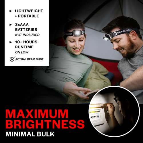 LED Headlamp 2-Pack - Battery Powered, 7 Modes, Adjustable Band