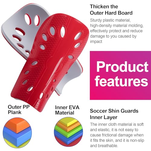 ANCIRS Youth Soccer Shin Guards 2 Pair with EVA Cushion, Breathable Shin Guard Sleeves