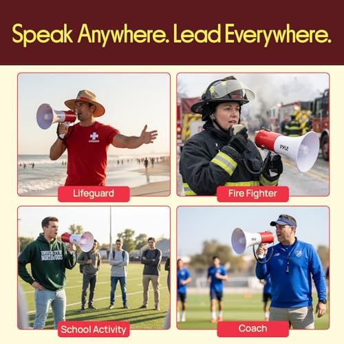 50W Megaphone Bullhorn Speaker with Siren & USB/AUX Inputs