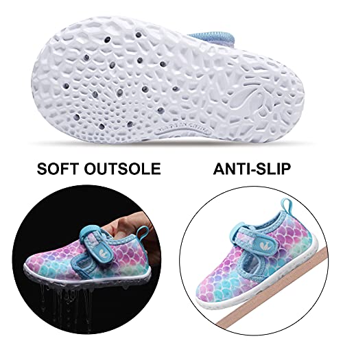 Kids Aqua Socks Water Shoes - Quick Dry Mermaid Scale - 7 Toddler