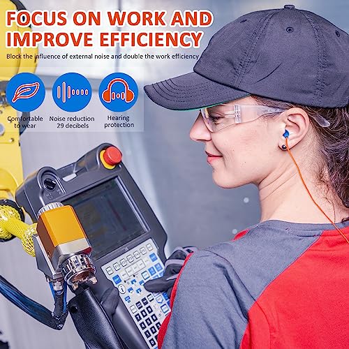 Xuhal 200 Pairs Corded Ear Plugs Silicone Earplugs with Cord Individually Wrapped Reusable Earplugs Sleep Noise Cancelling Hearing Protection for Snoring Shooting Studying Construction (Blue)