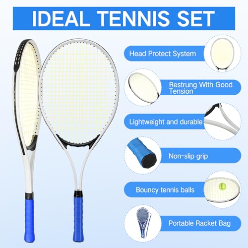 Motionchic 4-Pack 27 Inch Tennis Rackets Red & Blue Lightweight Durable Set