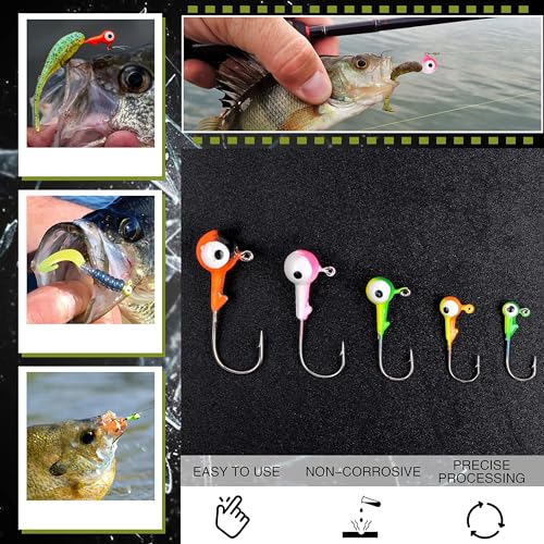 AGOOL 7.5g (1/4oz) Fishing Jig Heads 25pcs - Colored Round Ball with 3D Eyes for Bass Trout Walleye