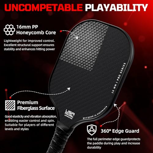 Pickleball Paddle Set - USAPA Approved, Lightweight 2-Pack - Black