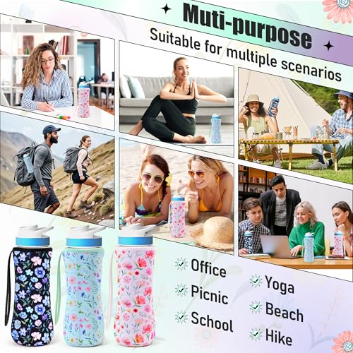 Flower Pattern Water Bottle Sleeve for Cirkul 22 oz - 3 Pack Insulated Cover by 2ooya