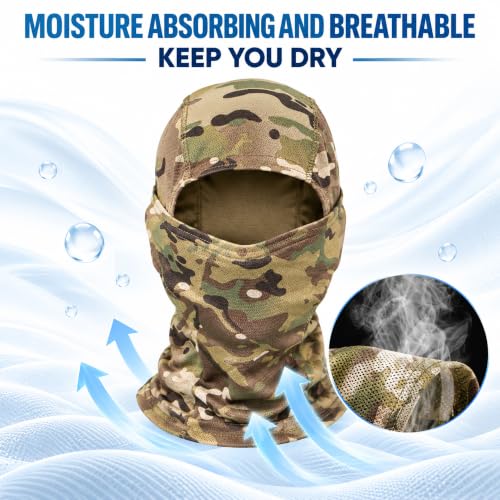Balaclava Ski Mask for Men Women UV Protection Camo Face Cover - Standard / One Size / A20-5pc