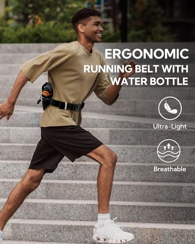 Hydration Running Belt with Water Bottle Holder - Adjustable Fanny Pack